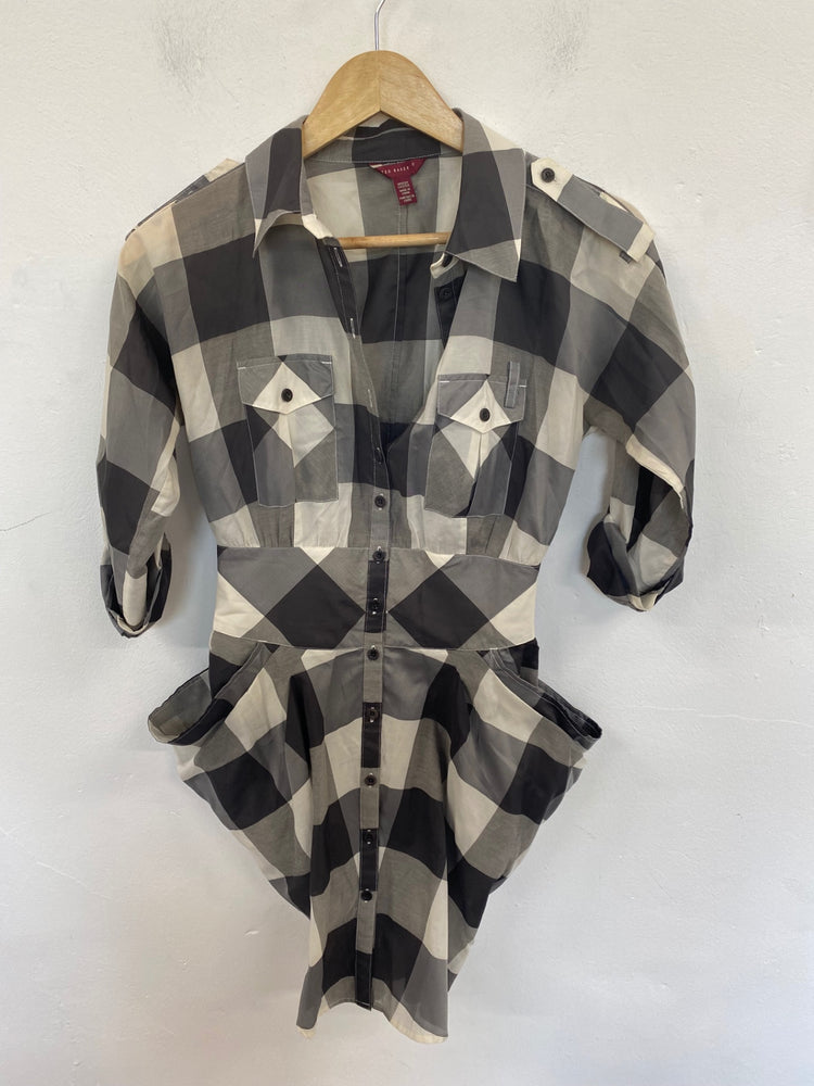Classic Ted Baker Mini Dress UK6 Grey Check JB006
