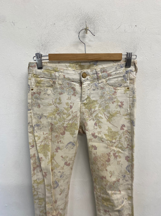 Classic Zara Skinny jeans Uk 8 Floral pastel JB006