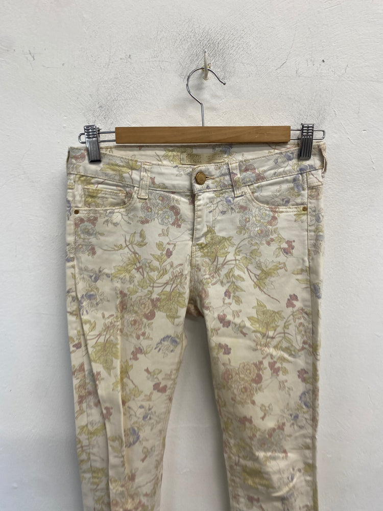 Classic Zara Skinny jeans Uk 8 Floral pastel JB006