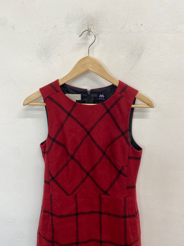 Classic HOBBS Midi Dress Uk 6 Red black checked JB006