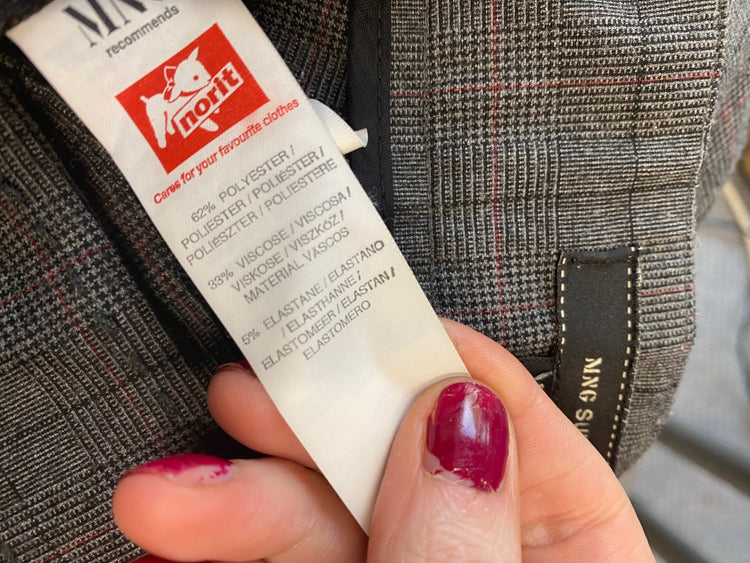 Classic Mango suit Wide leg trousers Uk8 Grey check JB006