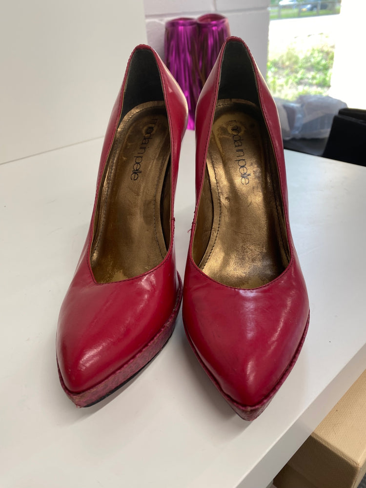 Classic Moda In Pelle High Heels UK4 Red pink Vintage BT001
