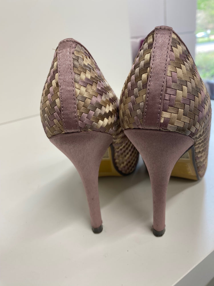 Classic Lunar Elegance Peeptoe Shoes UK4 Blush Pink lilac bow BT001