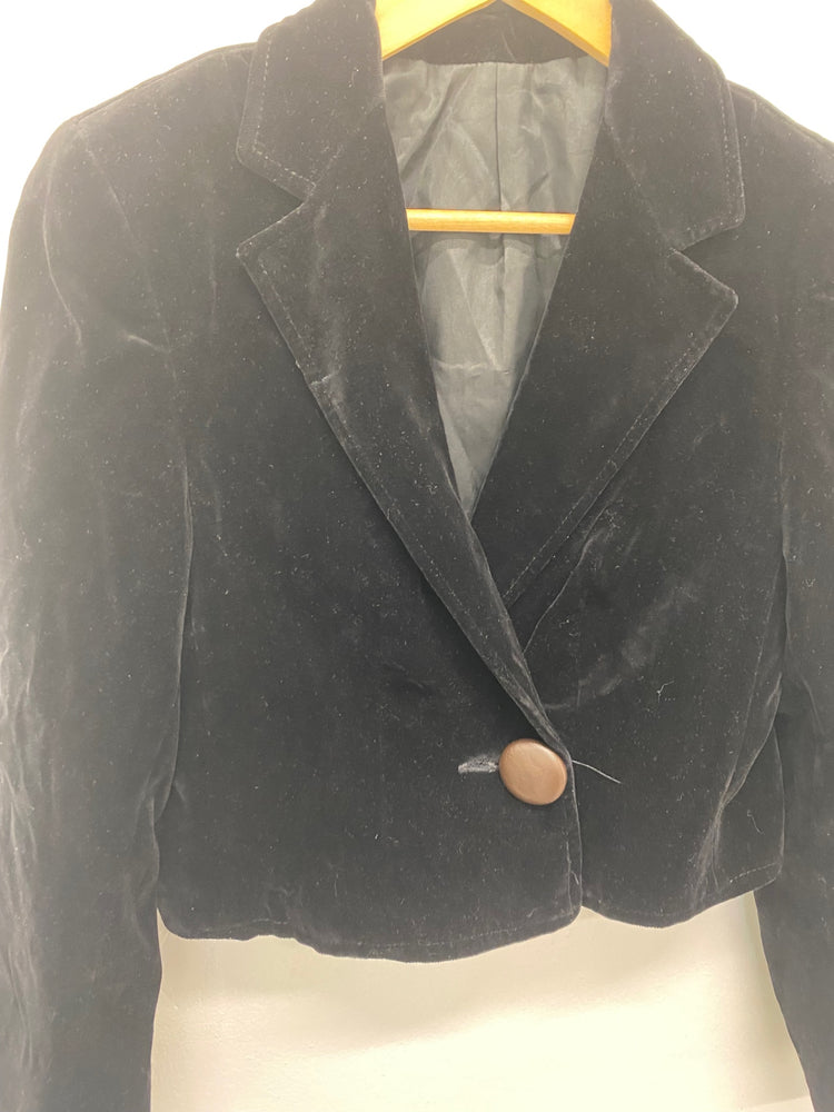 Fabulous Vintage St Michael’s cropped Blazer Uk14 Black 1980’s TC002