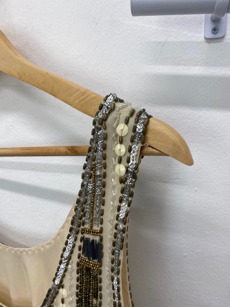 Fabulous 1920’s vintage vibes Dress UK10 Beige & Gold JB006