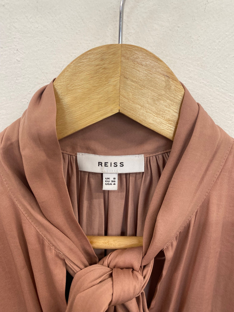 Classic REISS Skye Bow Neck Blouse UK8 Rose JB006