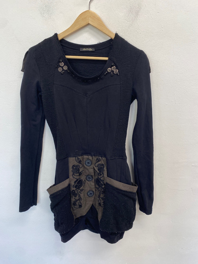 Classic Angels never die Dress UK S Black and brown drape JB006