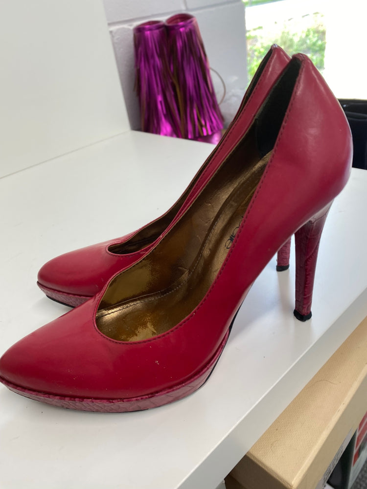 Classic Moda In Pelle High Heels UK4 Red pink Vintage BT001