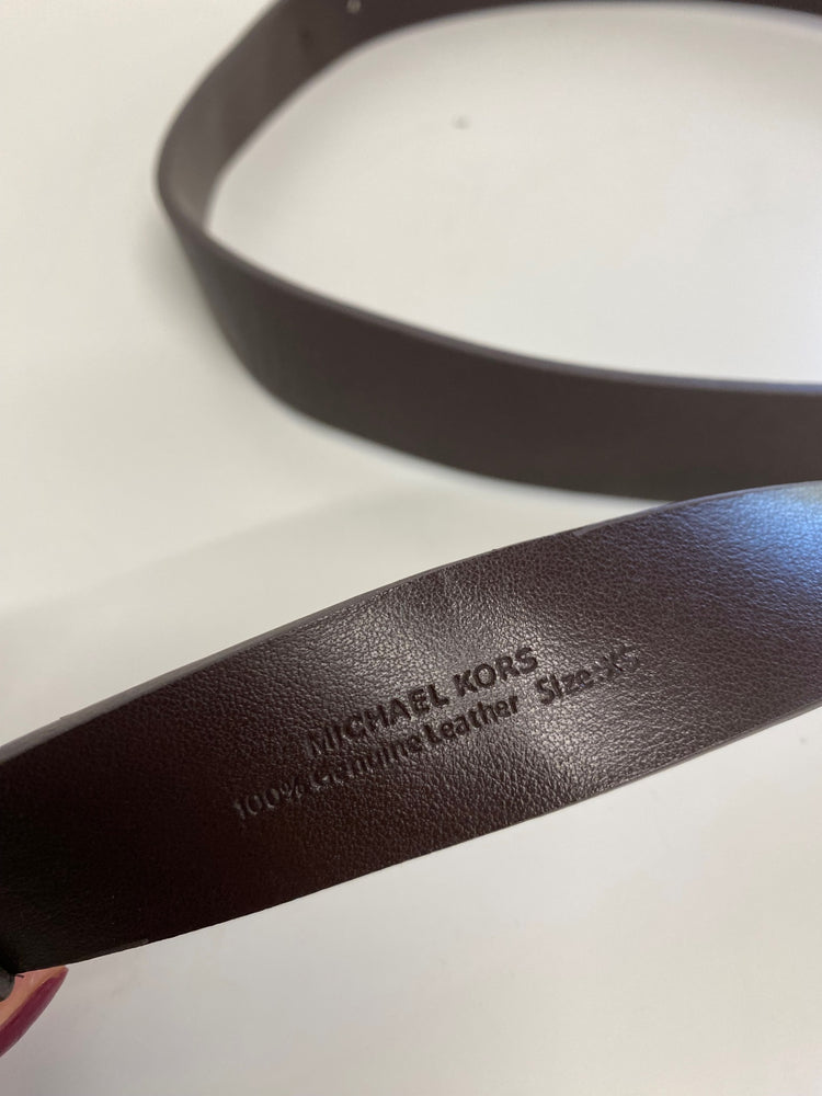 Classic Michael Kors Belt UK XS Brown leather silver hardware JB006