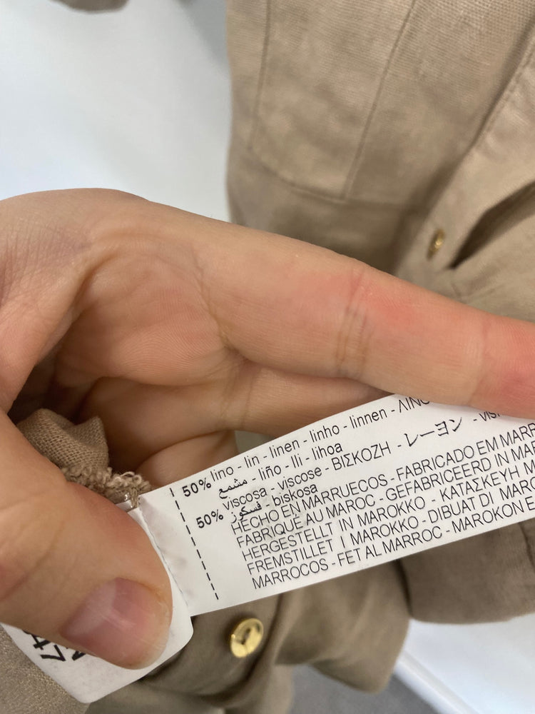 Classic Zara Midi Shirt Dress UK S Beige JB006