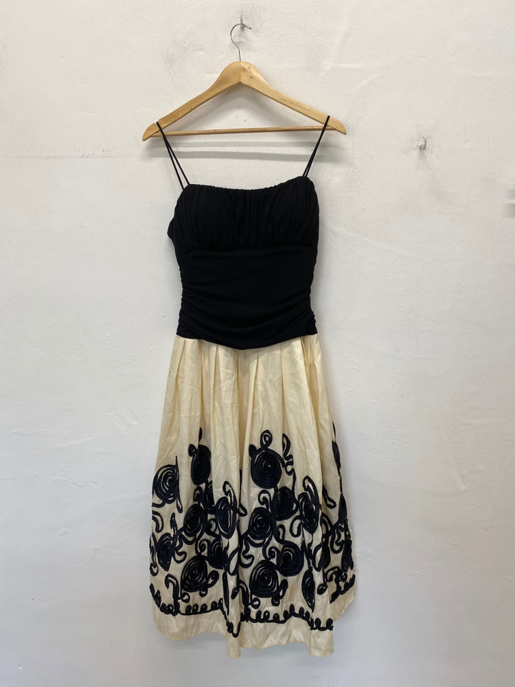 Fabulous S I Fashions Evening Dress UK10 Black and Cream TC002