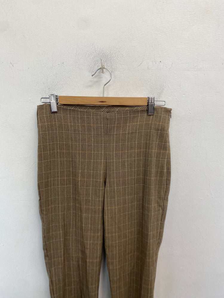 Classic Zara Tailored trousers UK S Brown checked office JB006