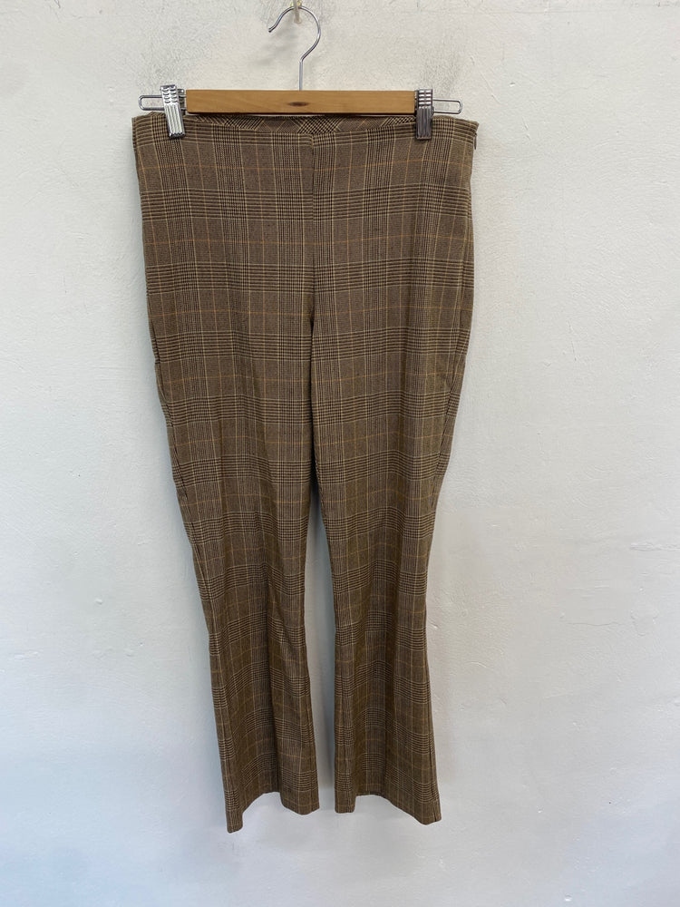 Classic Zara Tailored trousers UK S Brown checked office JB006
