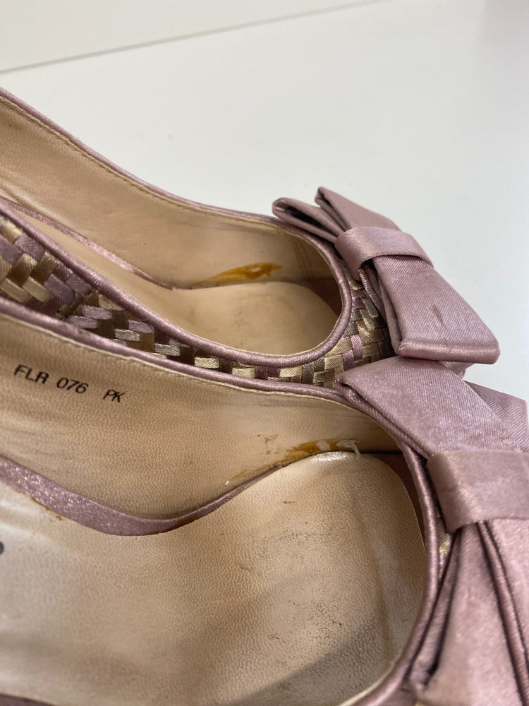 Classic Lunar Elegance Peeptoe Shoes UK4 Blush Pink lilac bow BT001