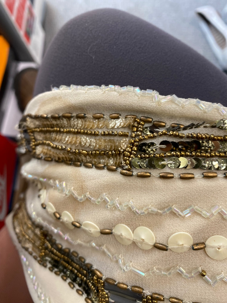 Fabulous 1920’s vintage vibes Dress UK10 Beige & Gold JB006