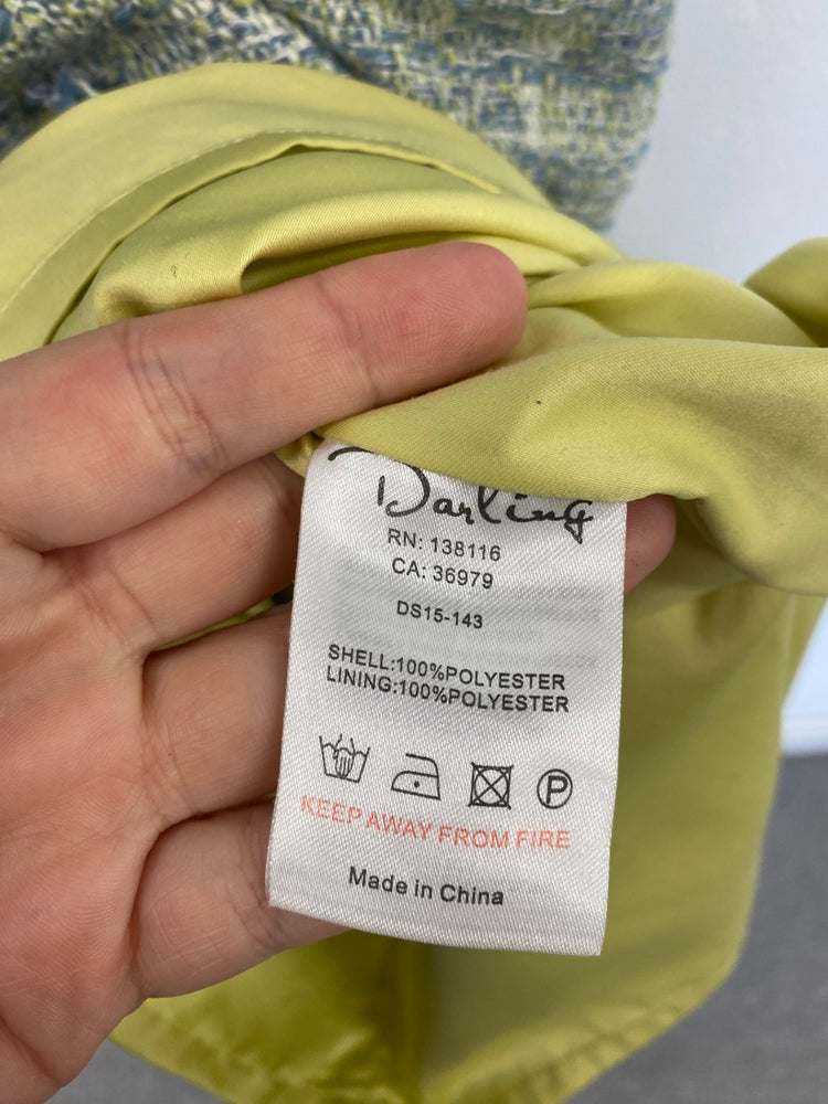 Classic Darling Mini Dress UK XS Blue & Yellow Boucle JB006