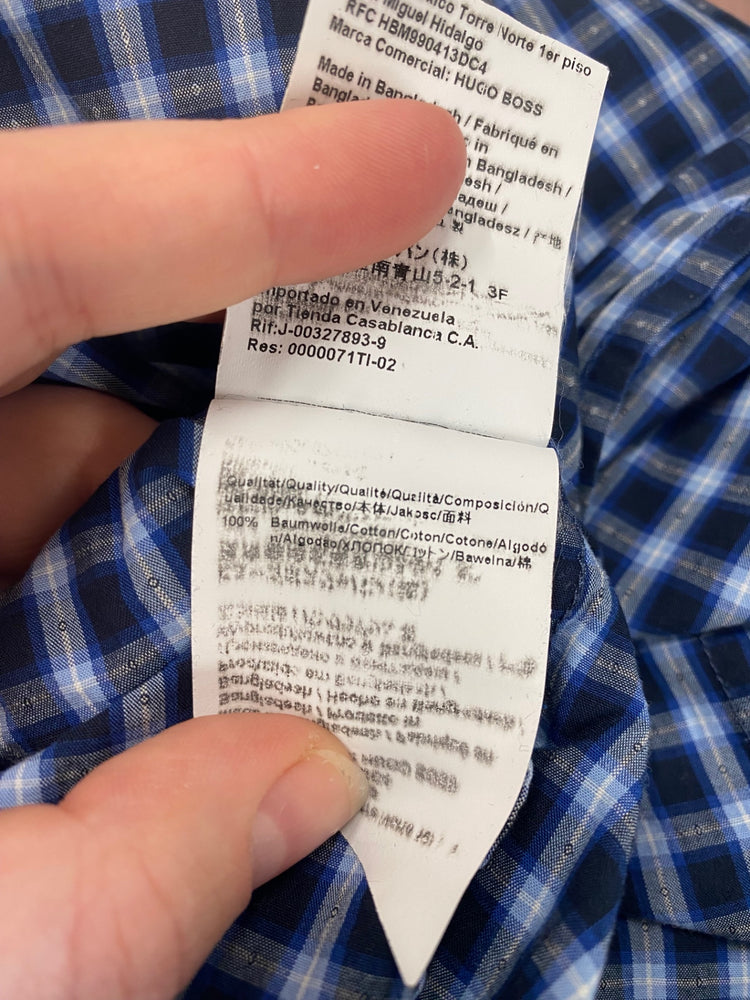 Classic Hugo Boss Shirt UK L Blue & Navy Check DW002