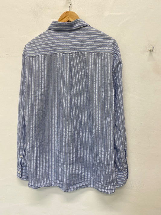 Fabulous JAEGER Shirt UkL Blue and white striped Formal race days JP001