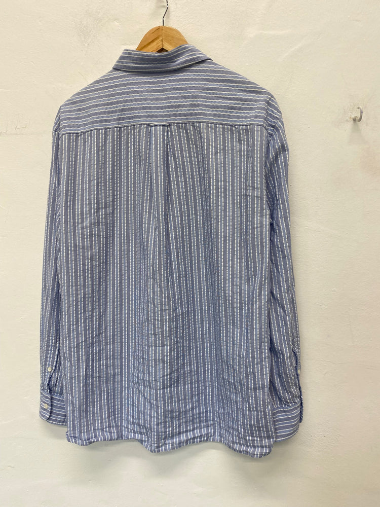 Fabulous JAEGER Shirt UkL Blue and white striped Formal race days JP001
