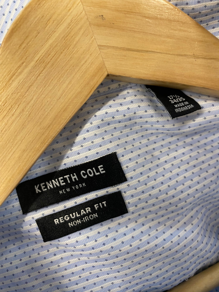 Fabulous Kenneth Cole Dress Shirt UK XL Light Blue &White striped Race Days DW001