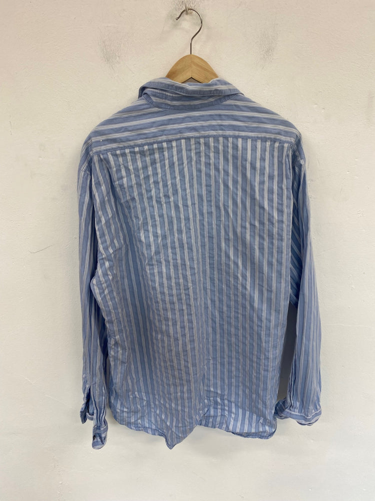 Classic Armani Collezioni Shirt UK XXL Blue & White Stripe DW001