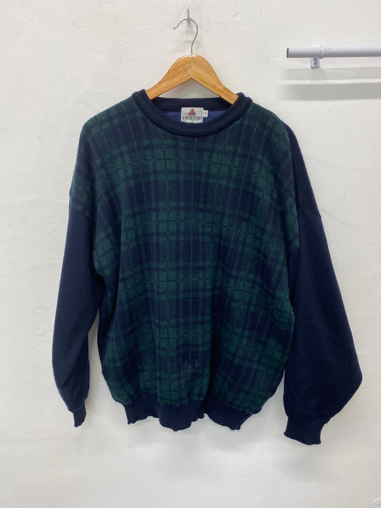 Fabulous Proquip Golf Sweater UK XL Green Navy Blue tartan Windproof SL001