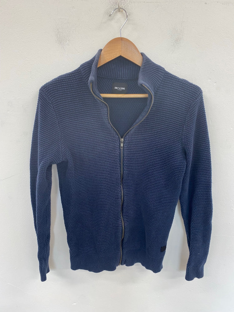 Classic ONLY & SONS Zip Cardigan UK S Navy DW002