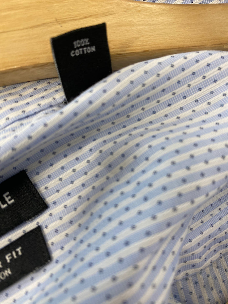 Fabulous Kenneth Cole Dress Shirt UK XL Light Blue &White striped Race Days DW001