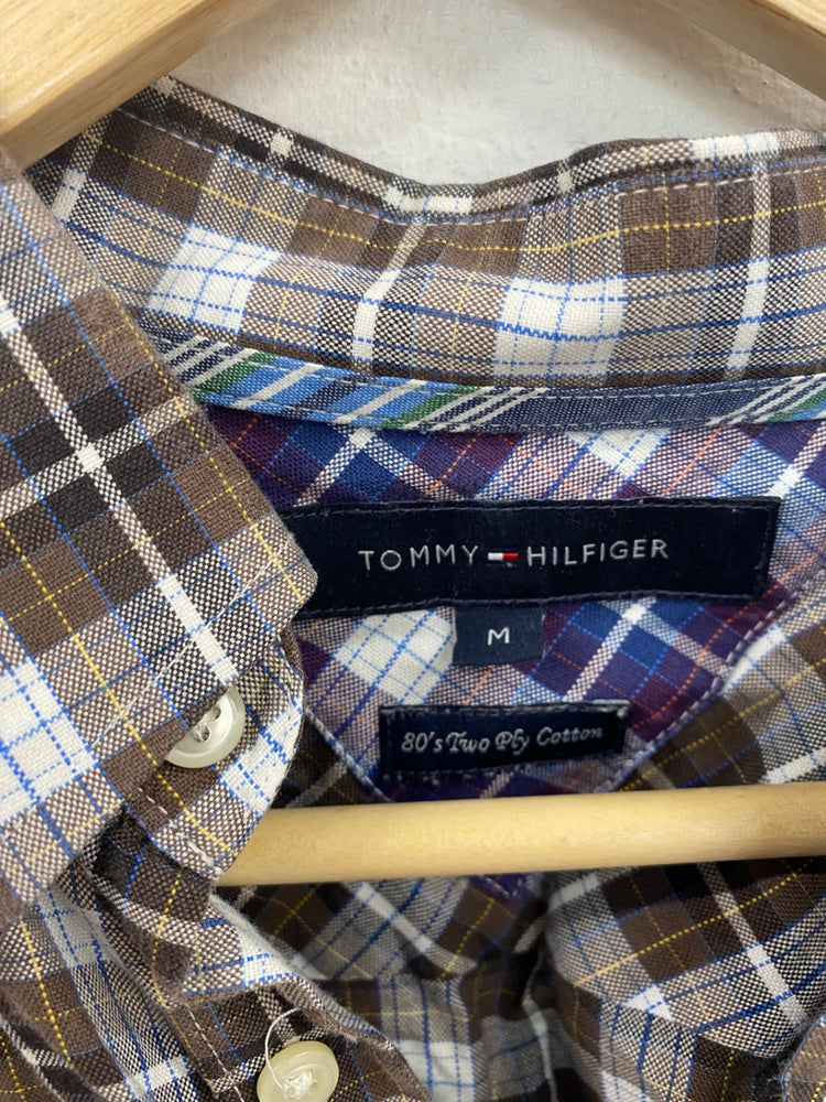 Classic Tommy Hilfiger Shirt UK M Brown Multi Check KM001