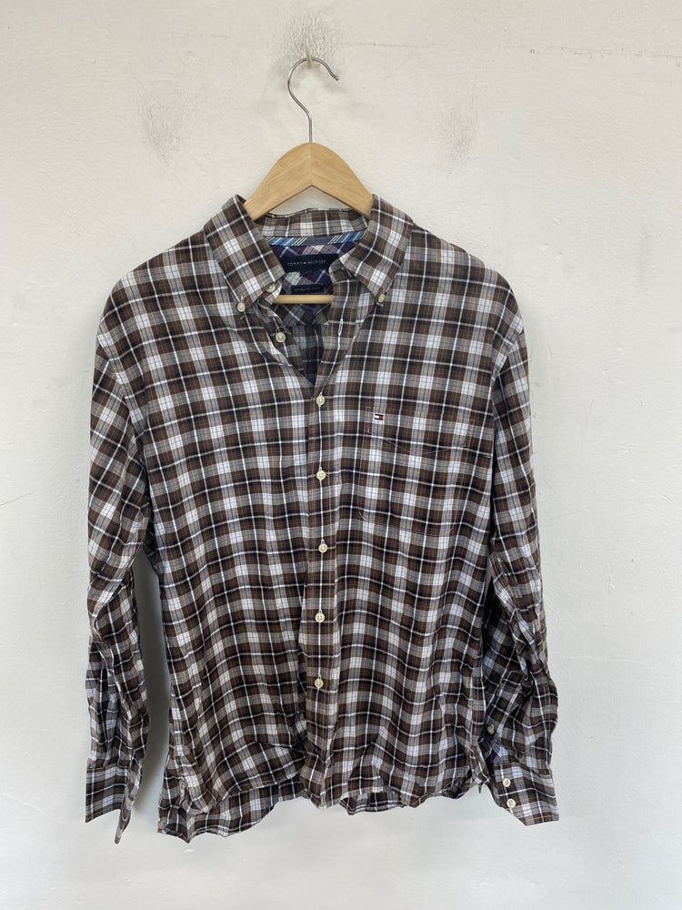 Classic Tommy Hilfiger Shirt UK M Brown Multi Check KM001
