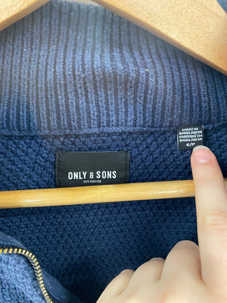 Classic ONLY & SONS Zip Cardigan UK S Navy DW002