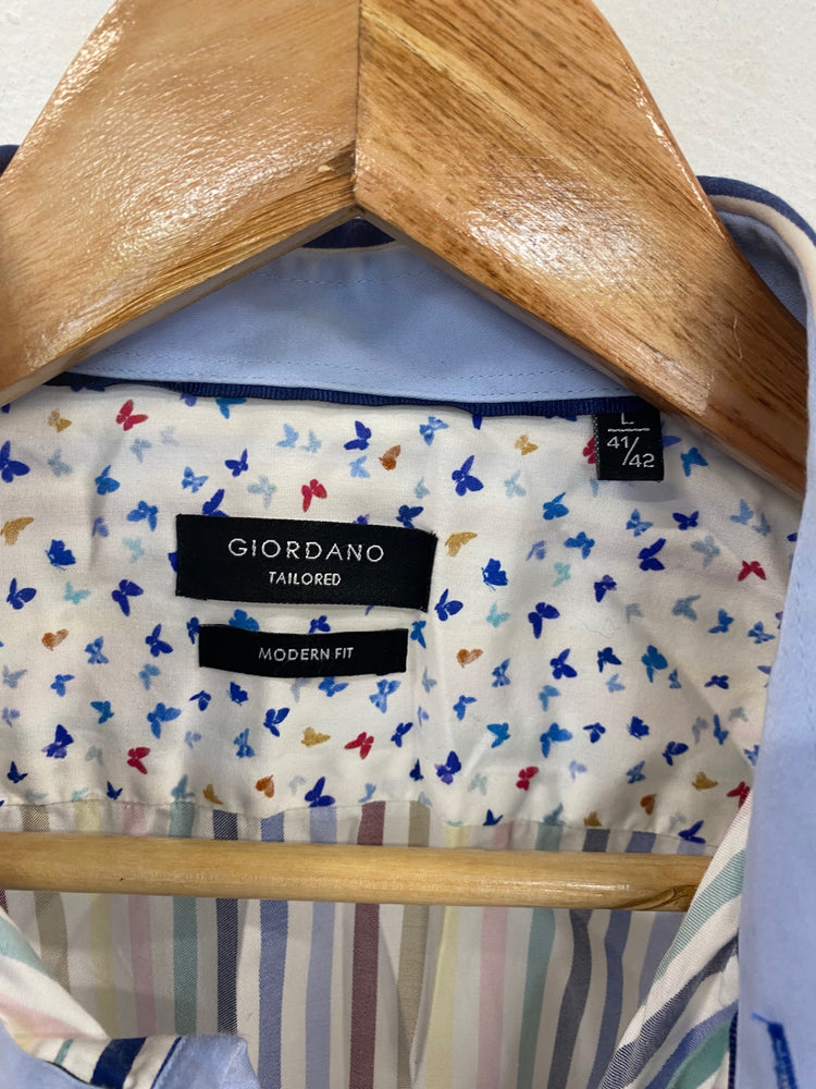 Classic Giordano Shirt UK L Multicolour Stripe KM001