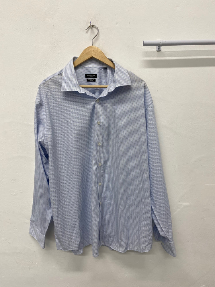 Fabulous Kenneth Cole Dress Shirt UK XL Light Blue &White striped Race Days DW001