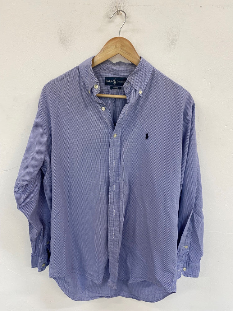 Classic Ralph Lauren Shirt UK M Blue Gingham JP001