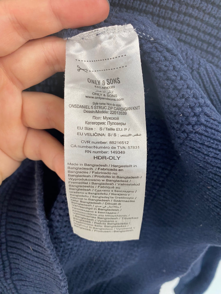 Classic ONLY & SONS Zip Cardigan UK S Navy DW002