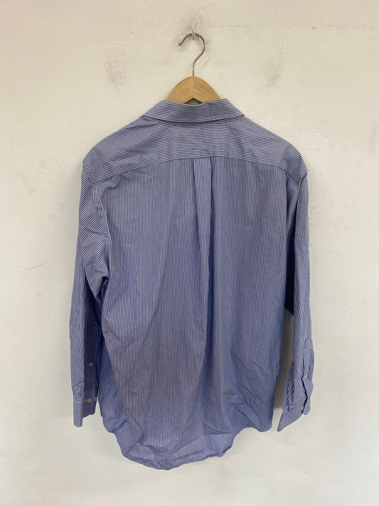 Classic Lauren Ralph Lauren Shirt UK L Blue & White Stripe JP001