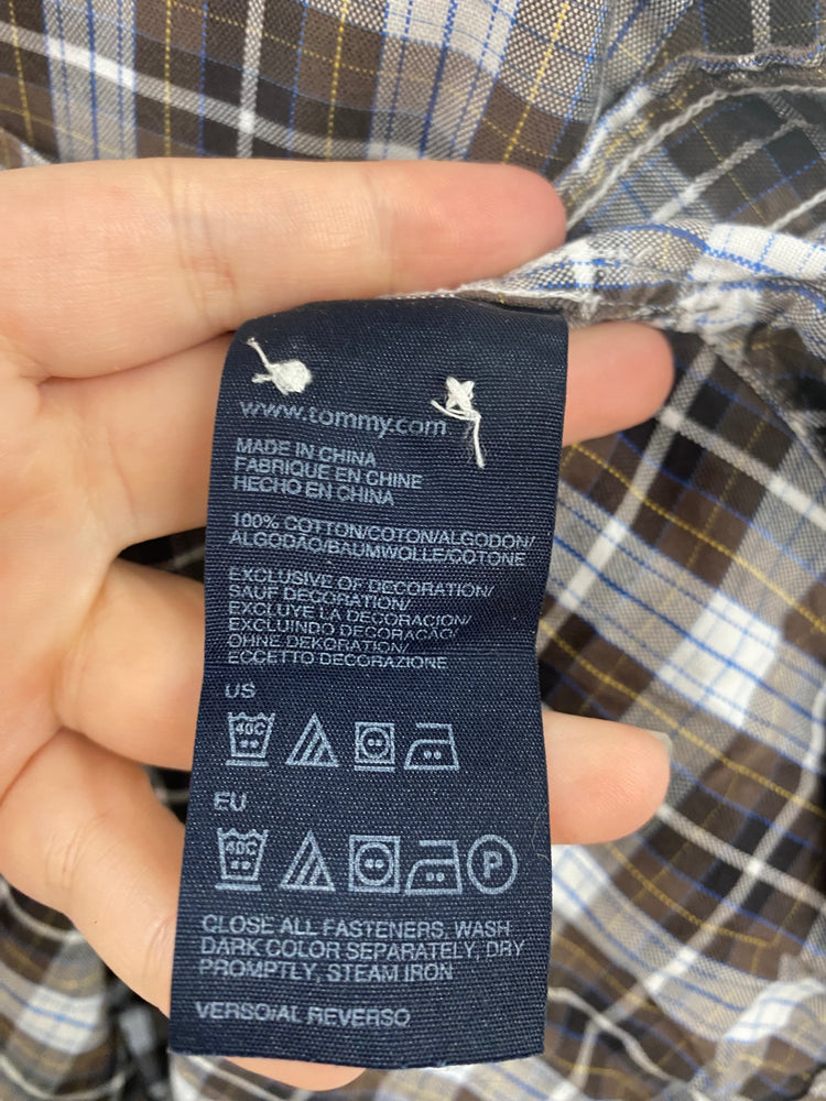 Classic Tommy Hilfiger Shirt UK M Brown Multi Check KM001