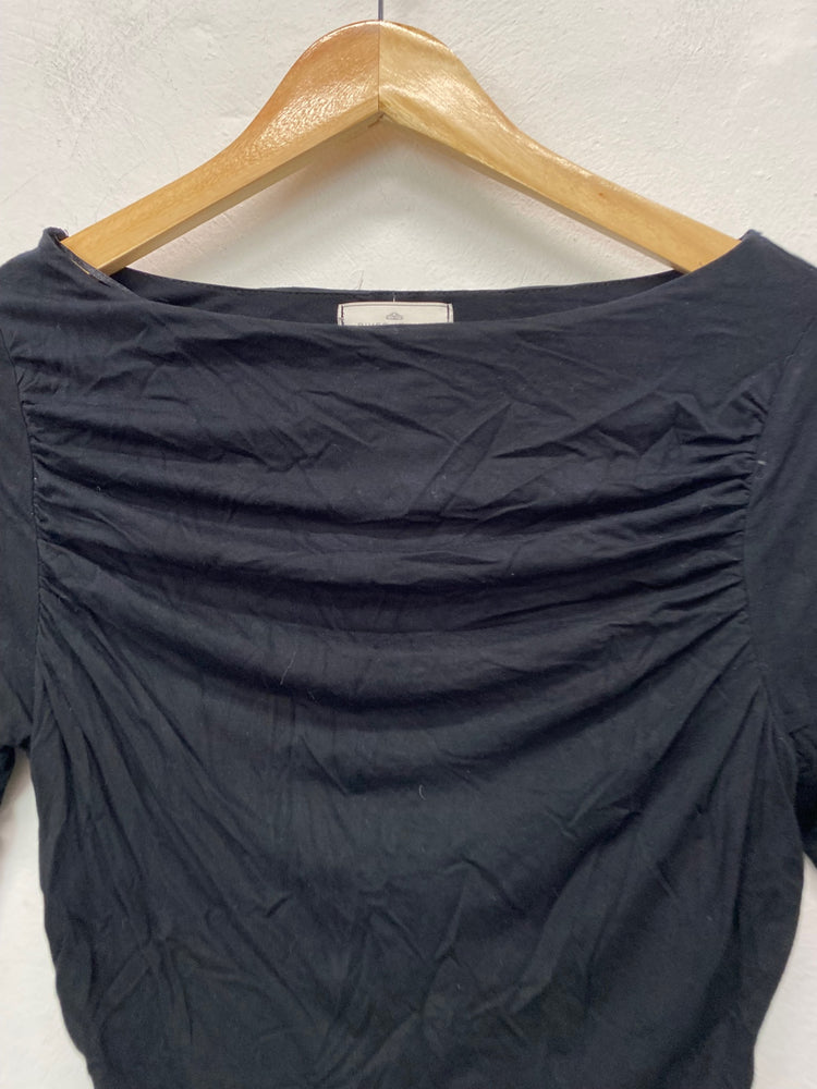 Fabulous River island Dress UK10 Black slash neckline boho chic BT001