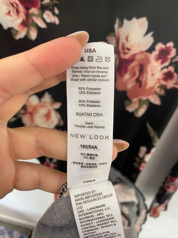 Fabulous New Look Mini Dress UK8 Black & Pink Floral BT001