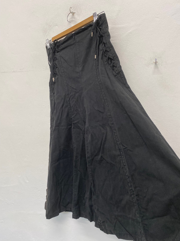 Fabulous vintage Y2K Nicole Farhi boho Maxi Skirt Uk8 Black BT001
