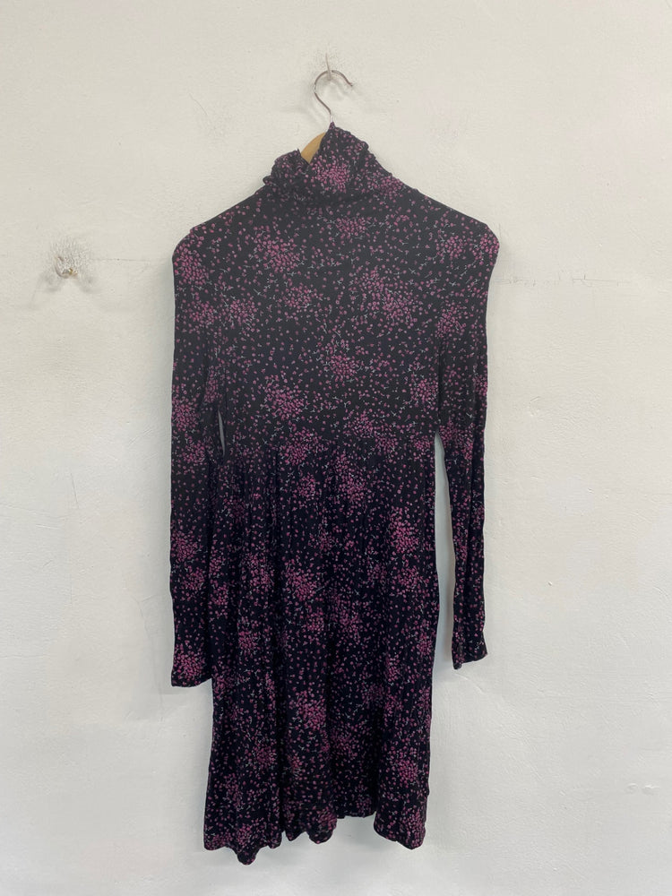 Fabulous TU Mini Dress UK8 Black & Purple Ditsy Floral BT001