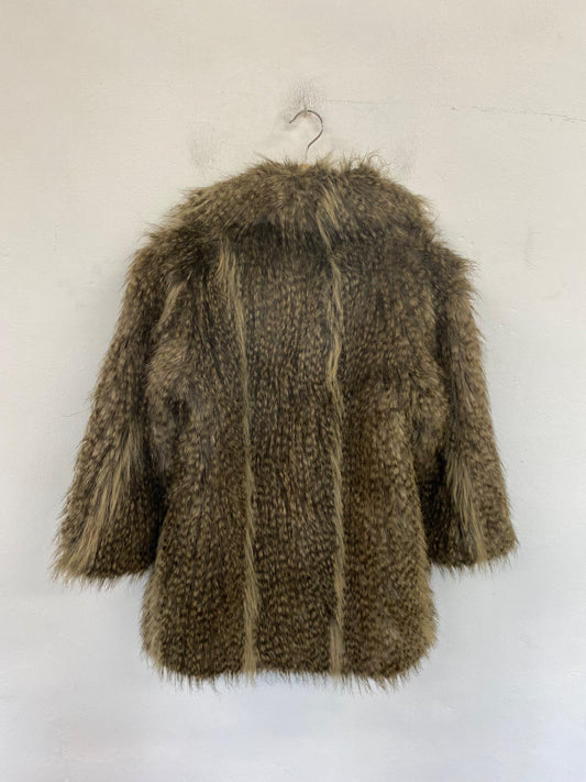 Fabulous Tommy & Kate Faux Fur Coat UK8 Brown BT001