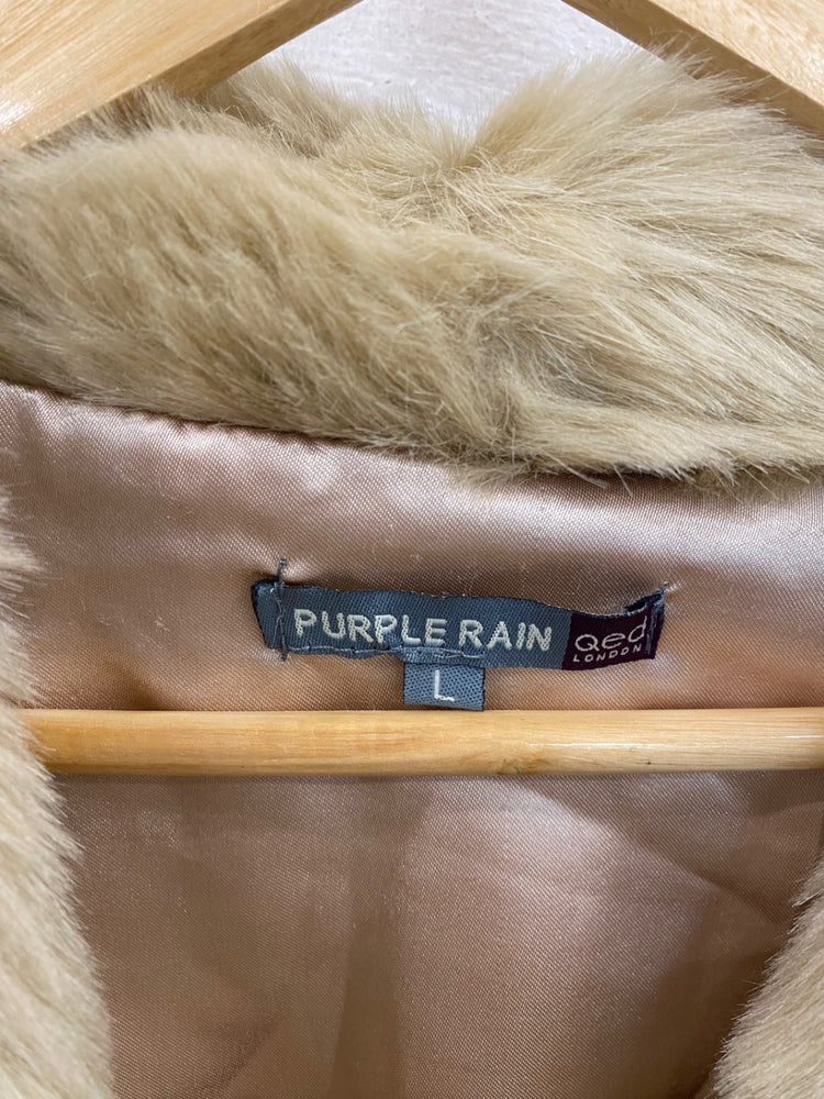 Fabulous Purple Rain QED London Faux Fur Coat UK L Beige BT001
