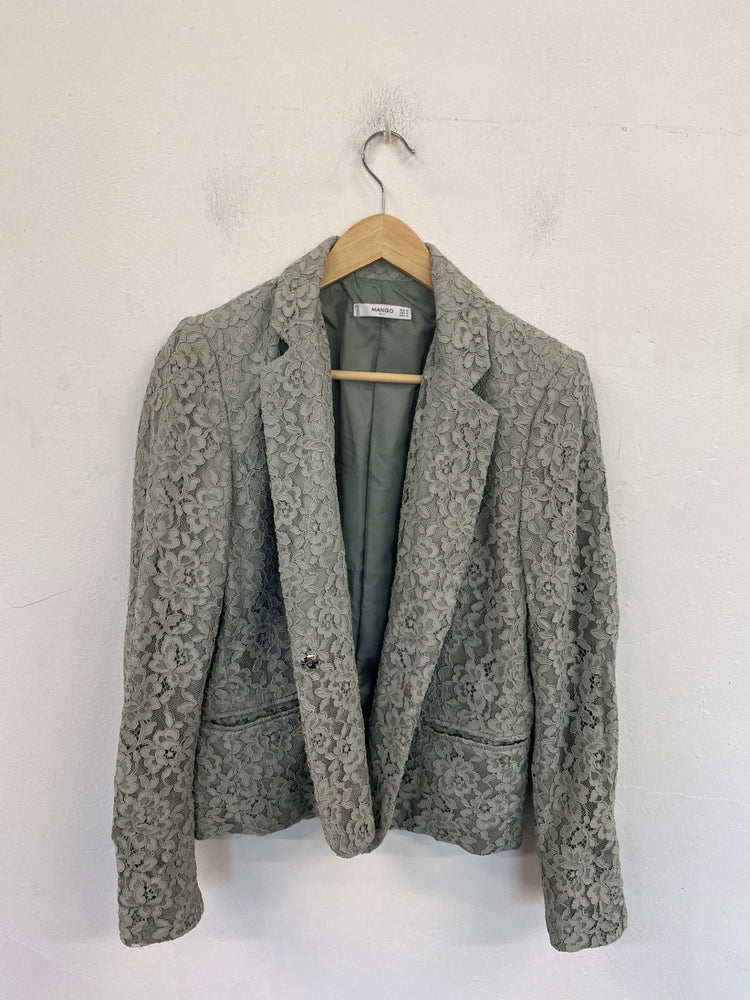 Fabulous MANGO Lace Blazer UK M Light Green BT001