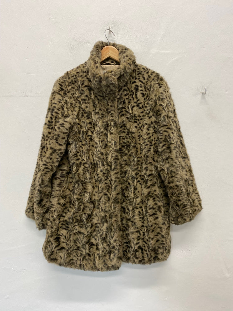 Fabulous Rossetti Vintage Faux Fur Coat leopard UK10 Brown & Black Leopard Print BT001