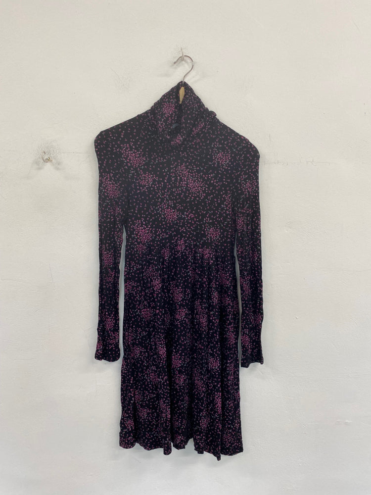 Fabulous TU Mini Dress UK8 Black & Purple Ditsy Floral BT001
