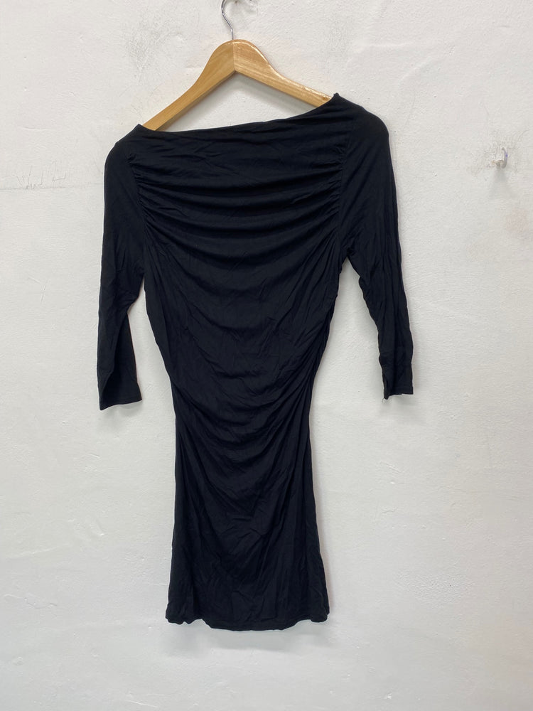 Fabulous River island Dress UK10 Black slash neckline boho chic BT001