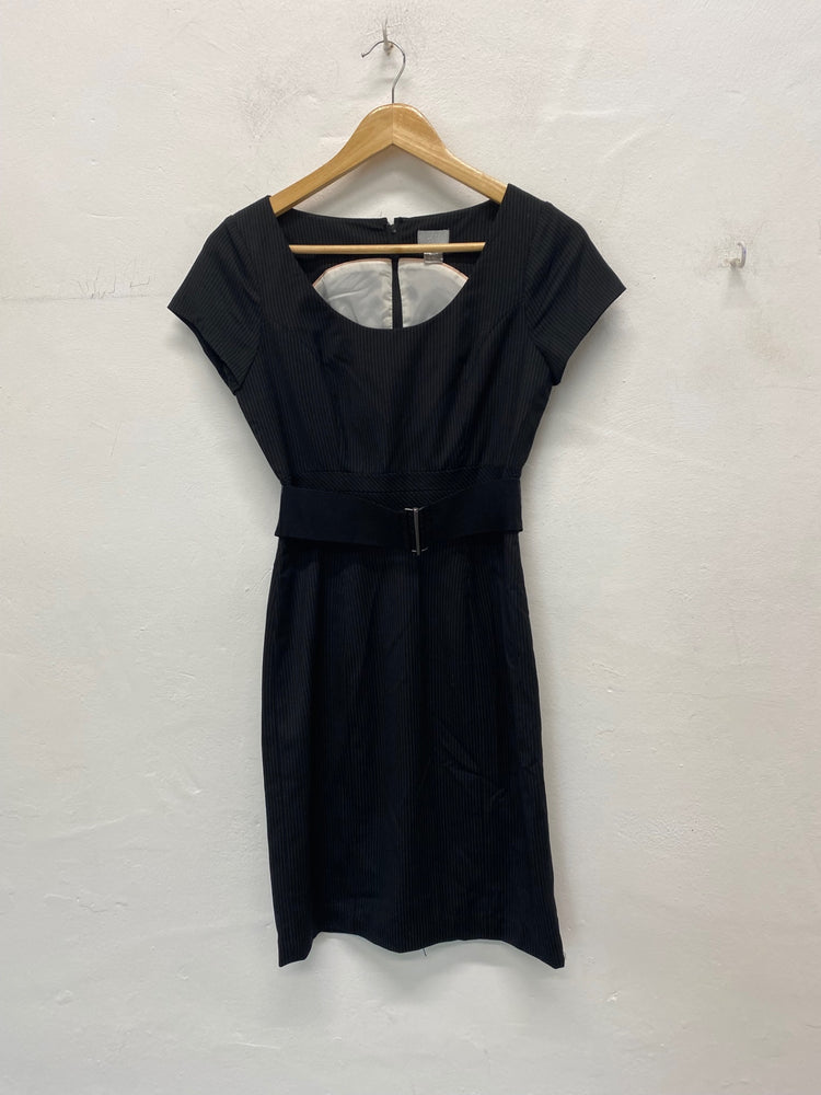 Fabulous H&M Work Dress Uk8 Black pin striped Pencil coquette BT001