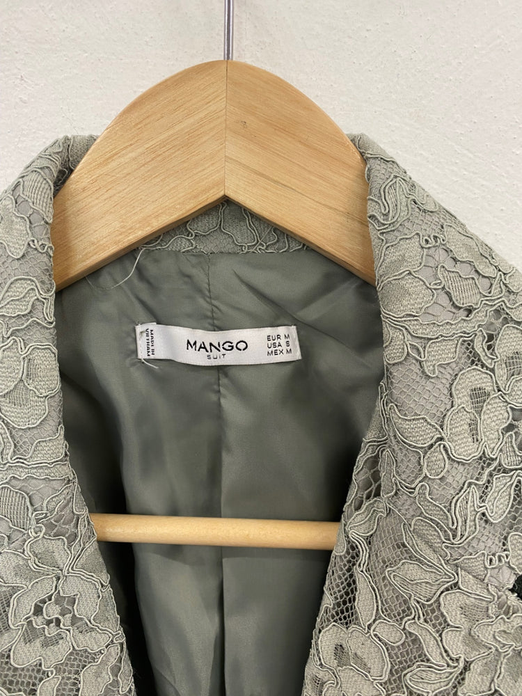 Fabulous MANGO Lace Blazer UK M Light Green BT001