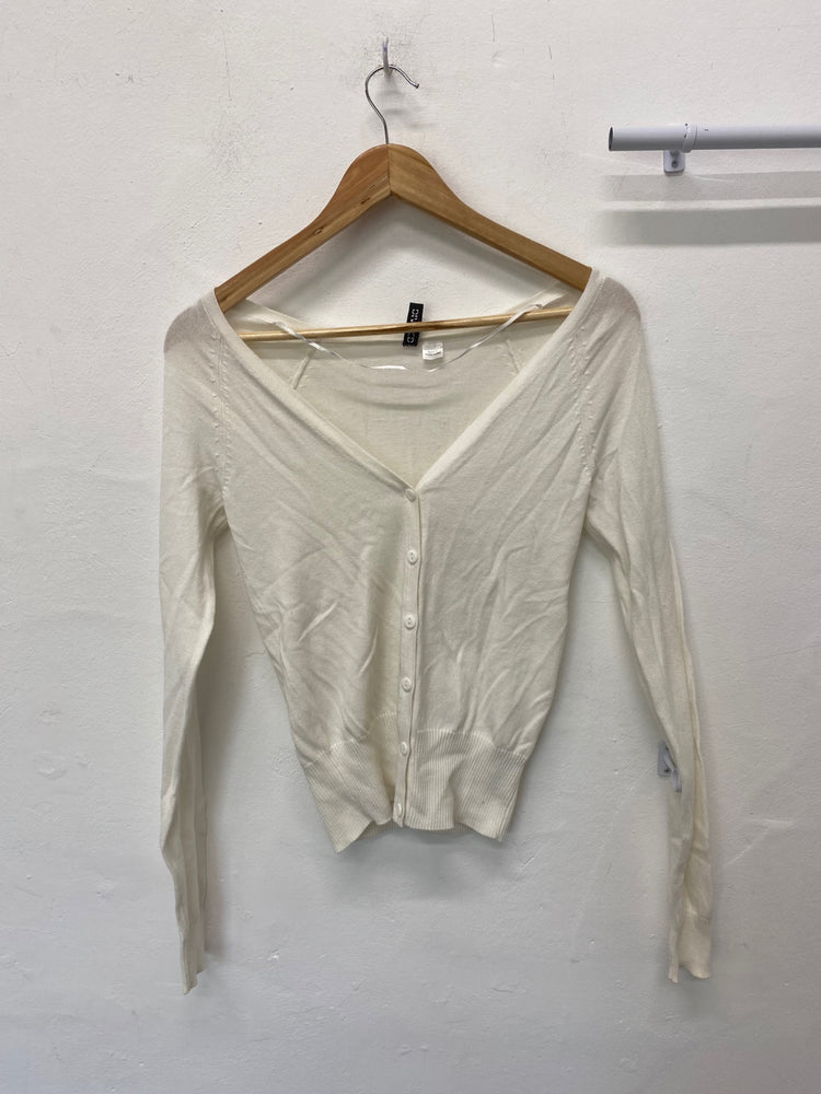 Fabulous H&M Cardigan Uk8 Cream classic shape BT001